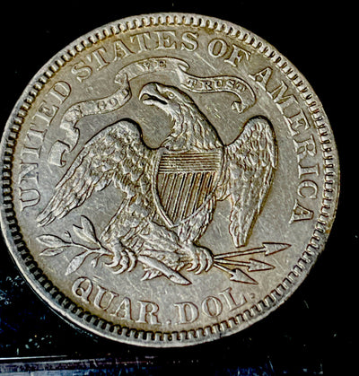 Gorgeous 1876Seated Lib Silver Quarter  Choice XF/AU Eye Appeal - Great Heirloom