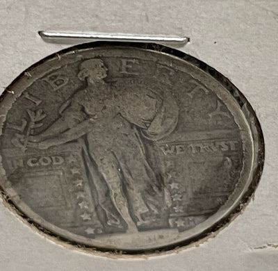 1918 s lt date VG Silver Standing Lib Quarter nice features