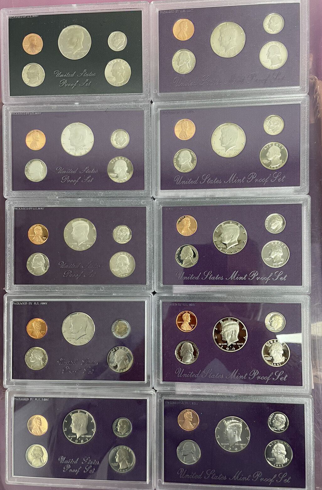 6 Decade Run proof sets 1960 to 2010 51+ sets orig pkg 350 coins incl silver wow