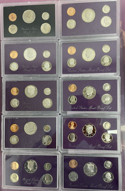 6 Decade Run proof sets 1960 to 2010 51+ sets orig pkg 350 coins incl silver wow