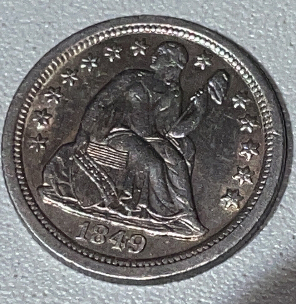 scarce 1849 o Seated Dime Gorgeous Specimen Borderline Uncirculated GEM
