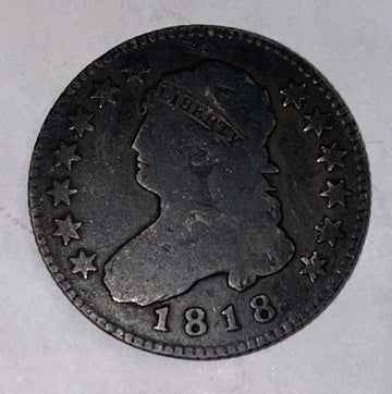 1818/15 scarce variety fine+ quarter. dark tone beautiful features. collectible