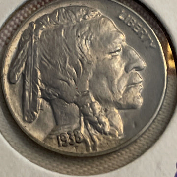 1938 d buffalo nickel choice unc nice looker. za zoom!