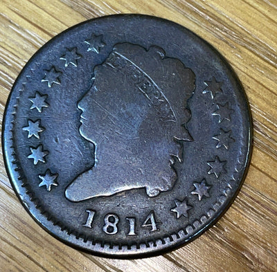 1814 One Cent Overall Fine. Nice Collectible. Tough date