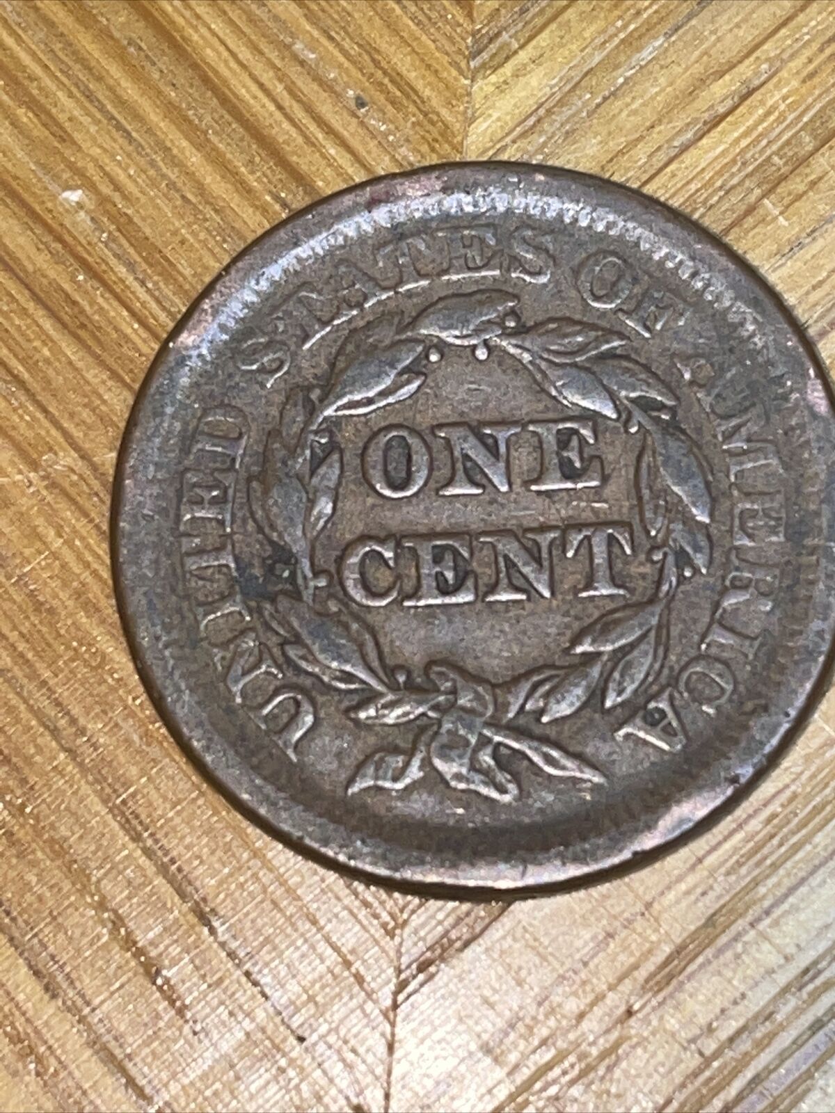 1853 Braided Hair Large Cent IC  Before Civil War 169 Year Old Copper Type Coin