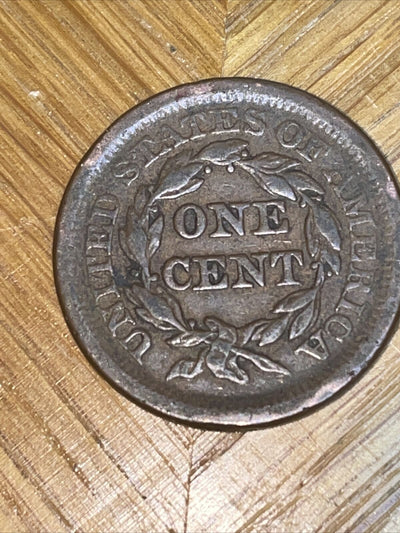 1853 Braided Hair Large Cent IC  Before Civil War 169 Year Old Copper Type Coin