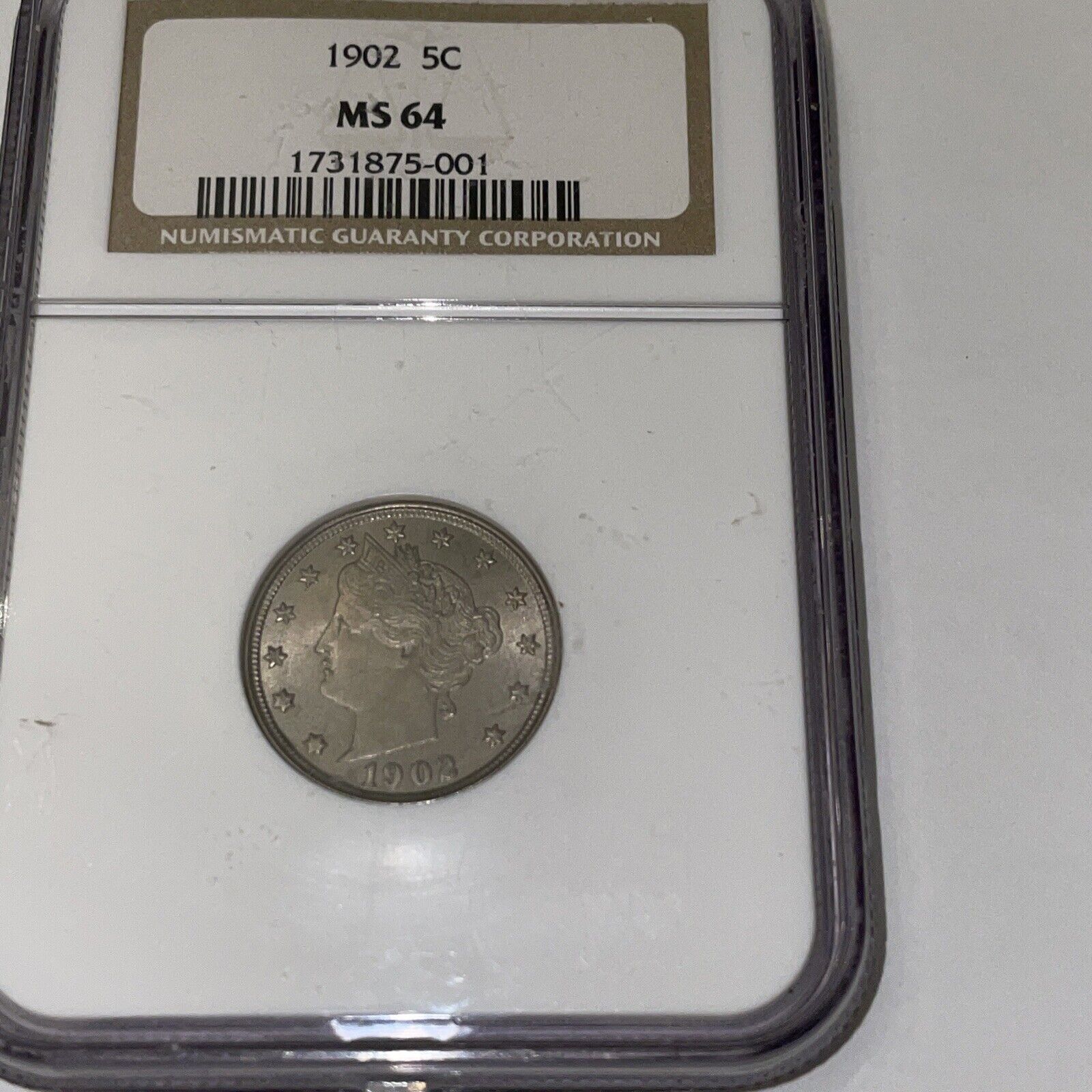 1902 gorgeous liberty V nickel 1902 NGC MS64 really great collectible!
