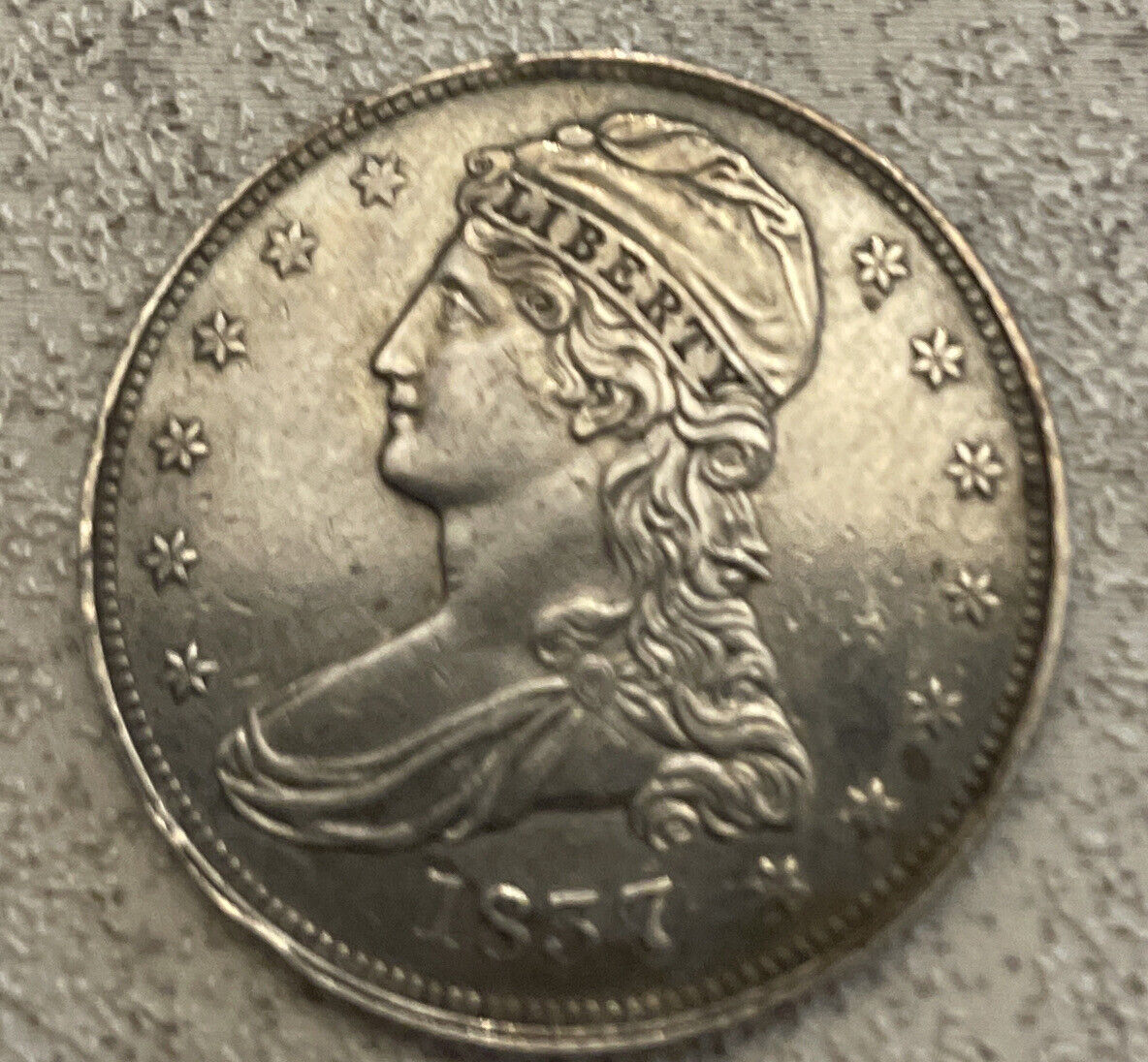 popular 1837  bust half $ gorgeous brilliant AU-uncirculated details. Free S&H
