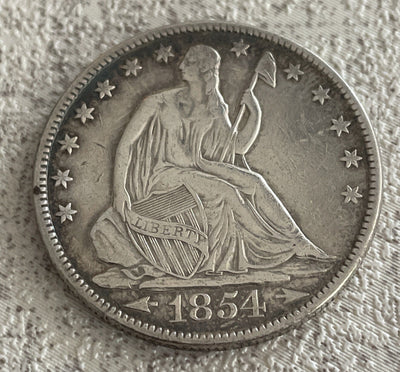1854 o Arrows Seated Liberty Half Dollar Choice Almost Uncirculated