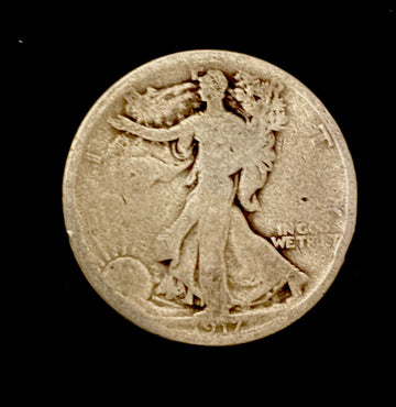 1917 S Walking Liberty Half Dollar 90% Silver Reverse Mint Mark Good Collectible