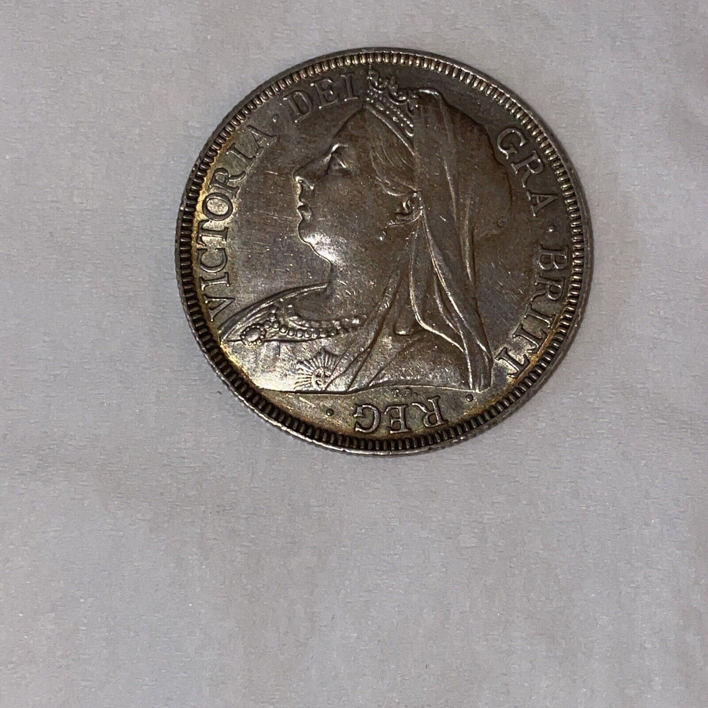 1896 Great Britain 1/2 Crown==ALmost Uncirculated .==FREE SHIPPING!