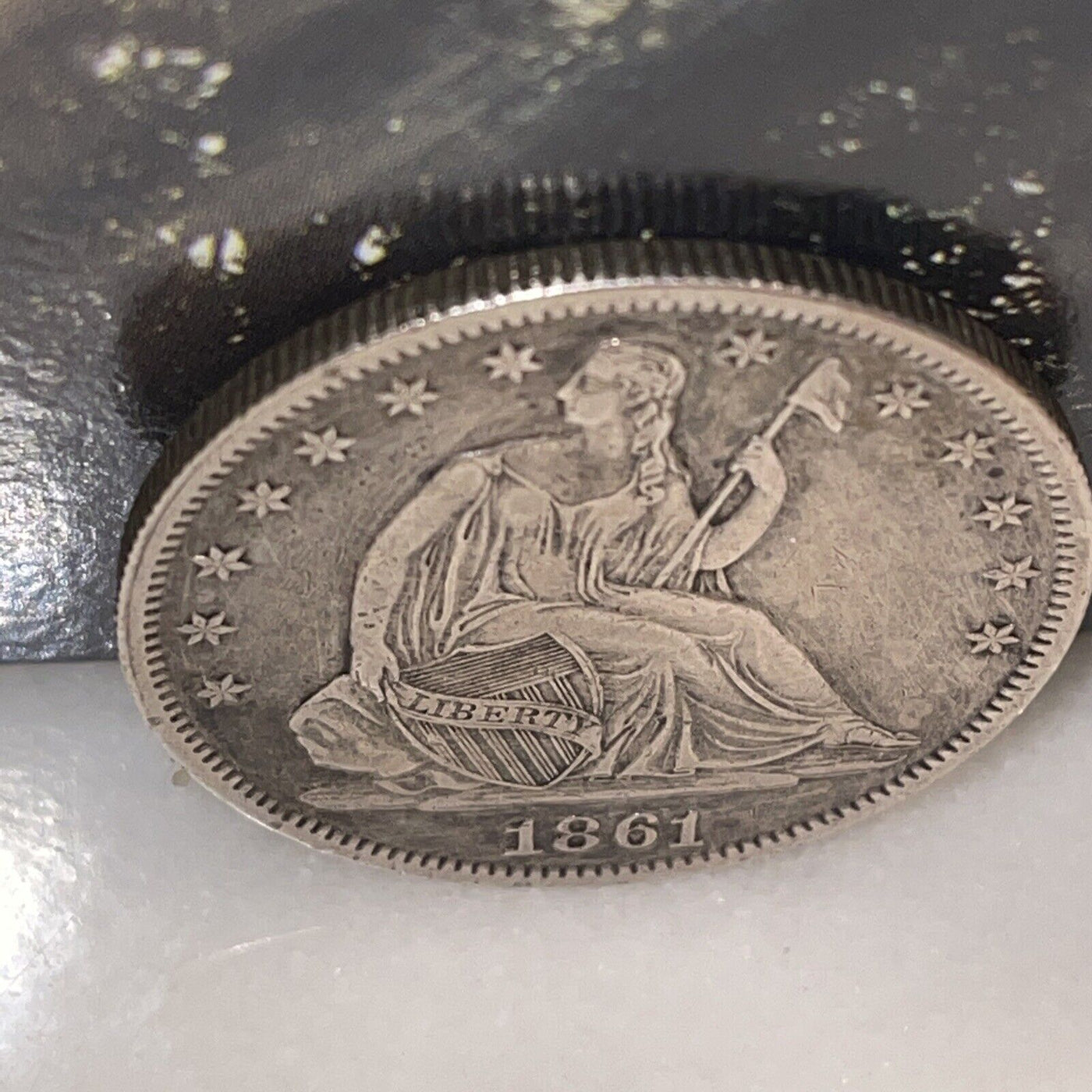 1861 seated silver half $ great features choice extra fine better date coin