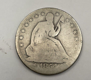 1854 Walking  Liberty Silver Half Dollar choice Very Good