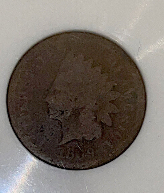 1869 INDIAN HEAD CENT Scarce Semi-Key Date Penny Good Condition Full Rims