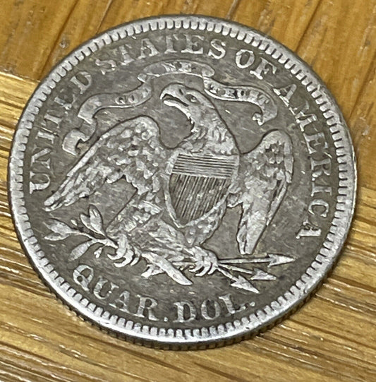 beautiful Type 5 1877 seated silver quarter VF to Extra Fine sharp features