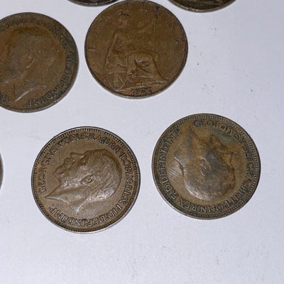 11 diff Fine English 1/4 Penny Farthing Coppers nice collection 1898 to 1936