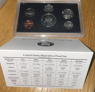 1995 US silver proof set scarce date with original box &certificate authenticity