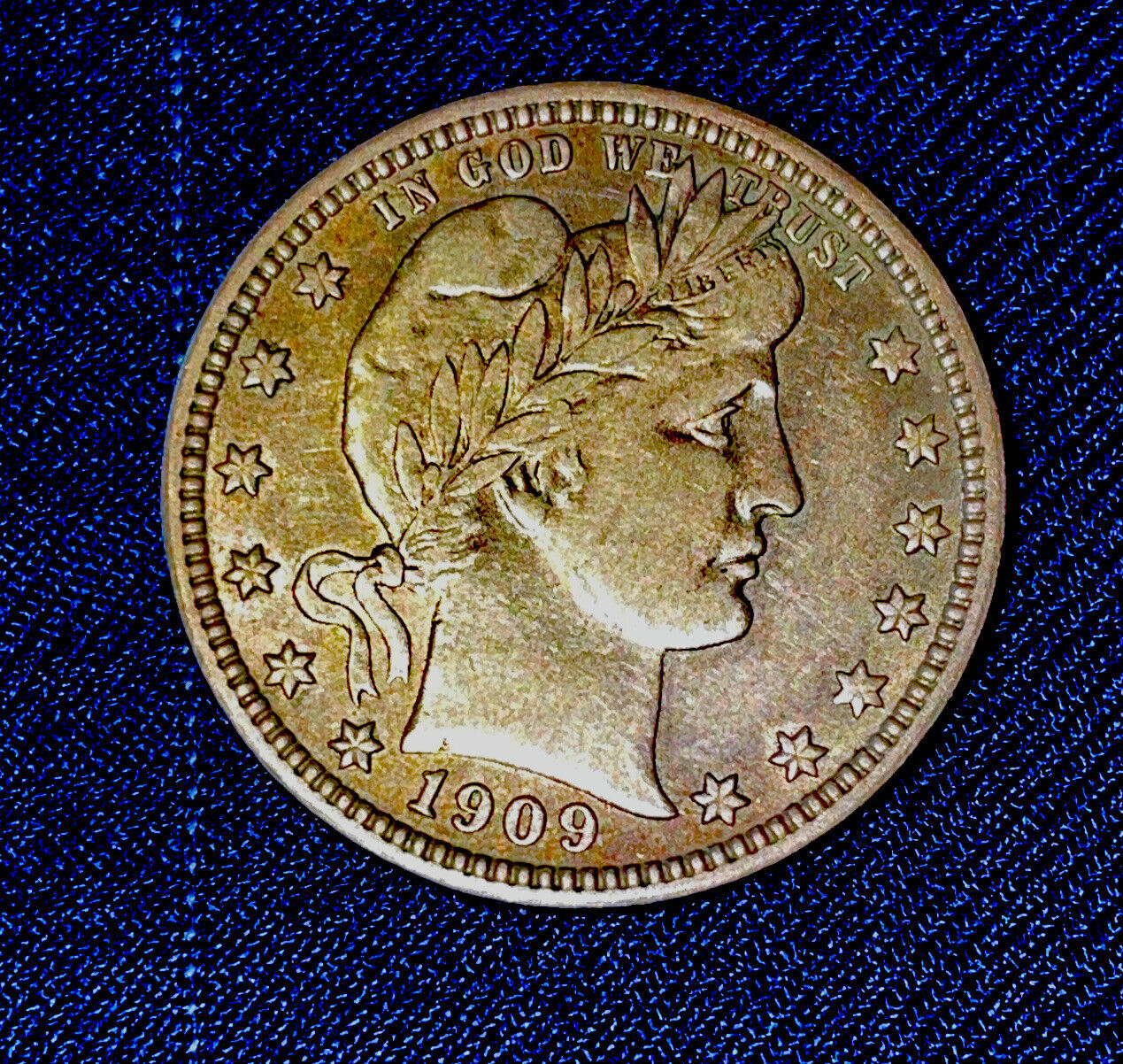 Esoteric 1909 BU Barber Liberty Laureate Quarter Super for any Collection