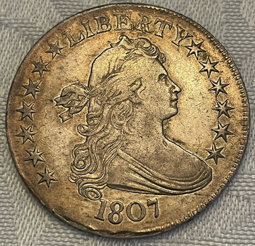 1807 very choice PQ XF-AU 1/2 dollar Draped Bust facing RT Silver Coin Free SH