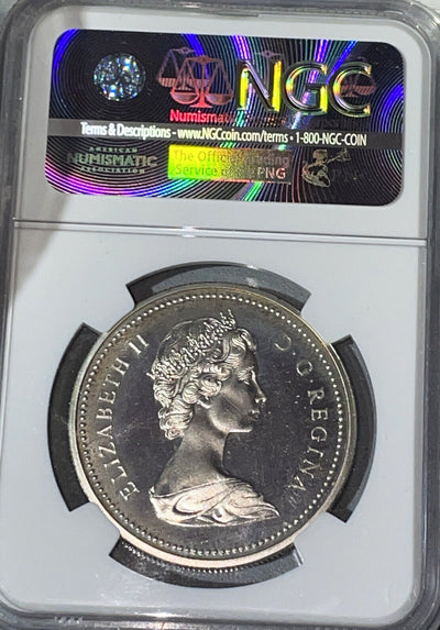 Rainbow Lt Toned Silver 1971 Canada British Columbia Proof Dollar NGC SP67* STAR