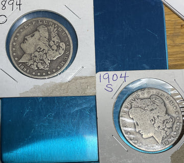 scarce pair of Morgan $ 1894 o & 1904 s get both for one bid