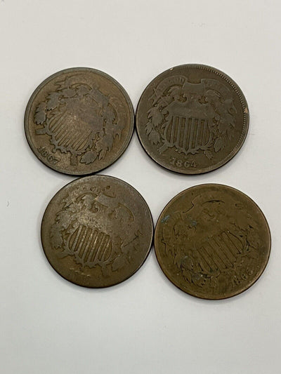 St4: 4dates 2c pieces 1864-65-66-67 very good avg cond one low bid!