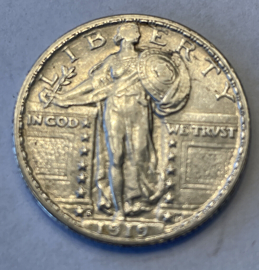 Gorgeous 1919 s Borderline Uncirculated Standing Liberty Silver Quarter FreeShip