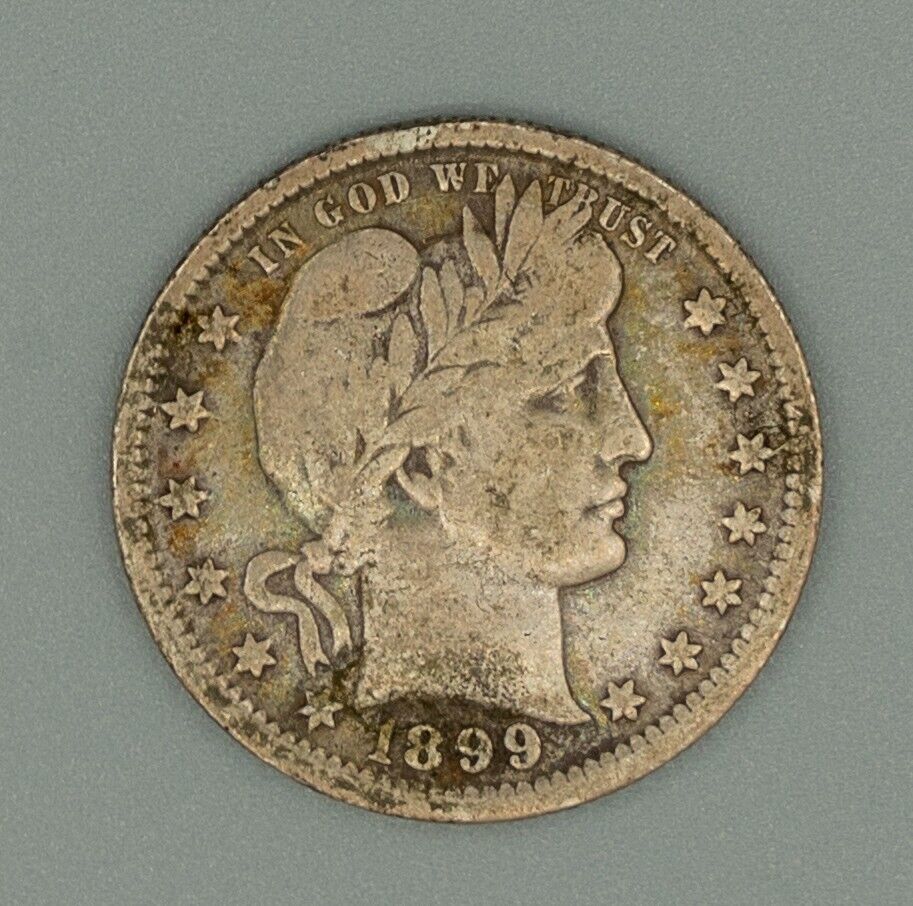 1899 Barber Silver Quarter nice details fine condition 19 century collectible