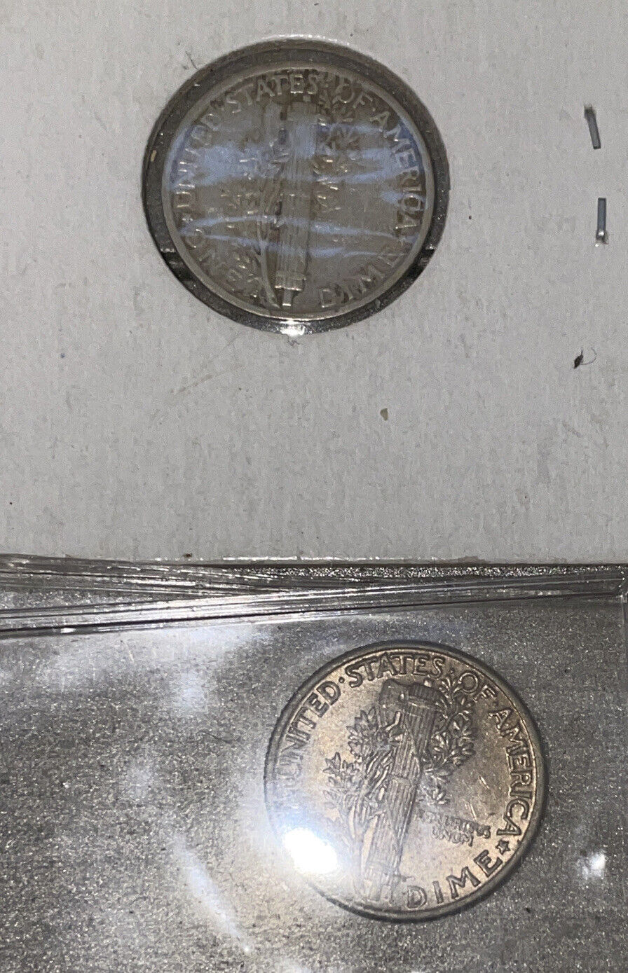 4 pc Set Mercury Dimes 1942, 43, 45 GEM BU plus XF 1945s Micro Variety