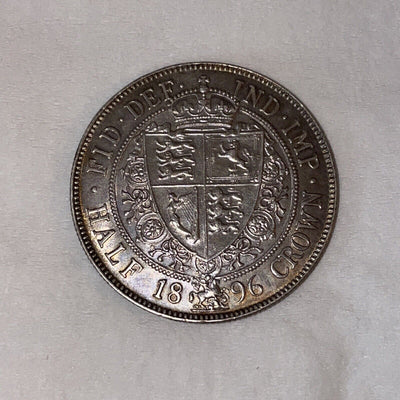 1896 Great Britain 1/2 Crown==ALmost Uncirculated .==FREE SHIPPING!