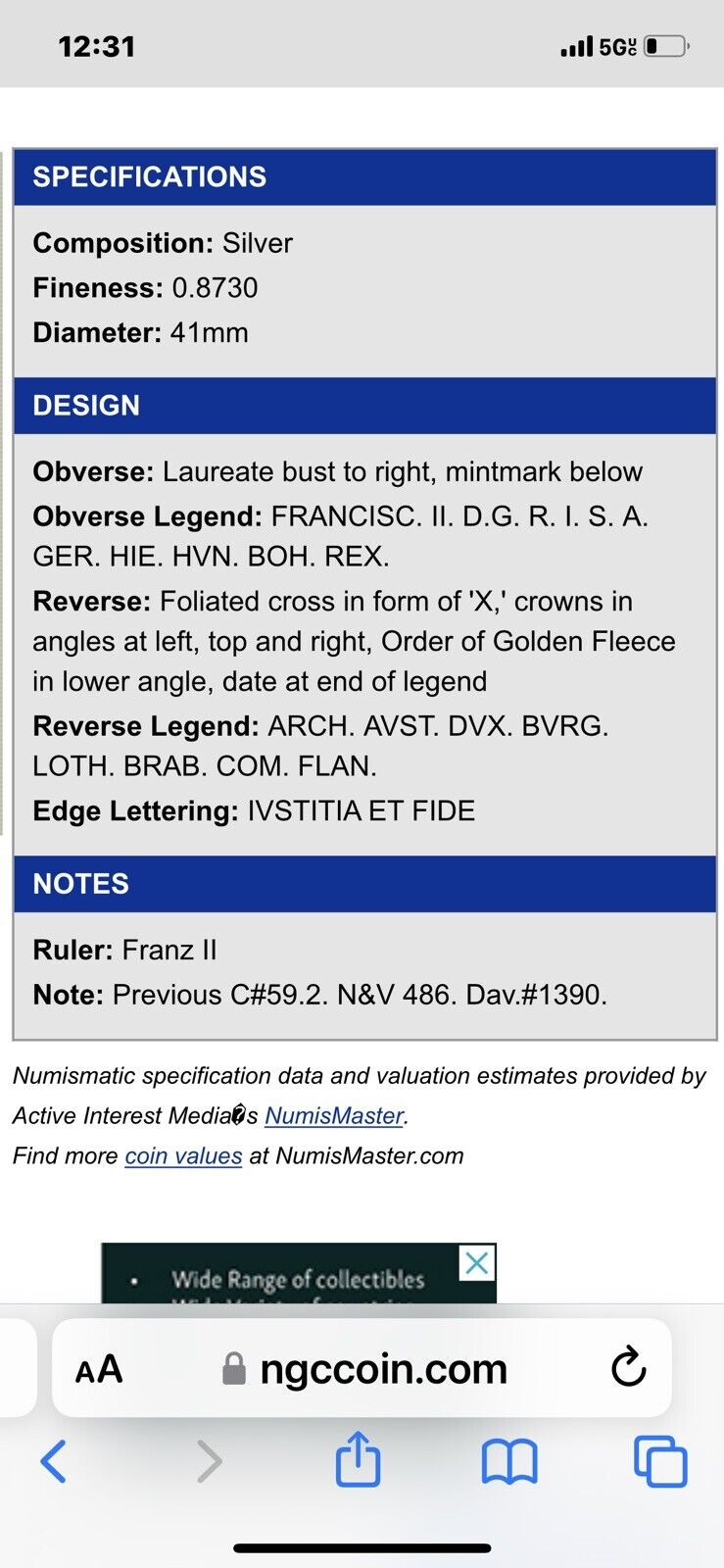 Rare 1800 Crocione Milan Toffanin PCGS XF Details 476/3 LEGE ET Crown Price Cut!