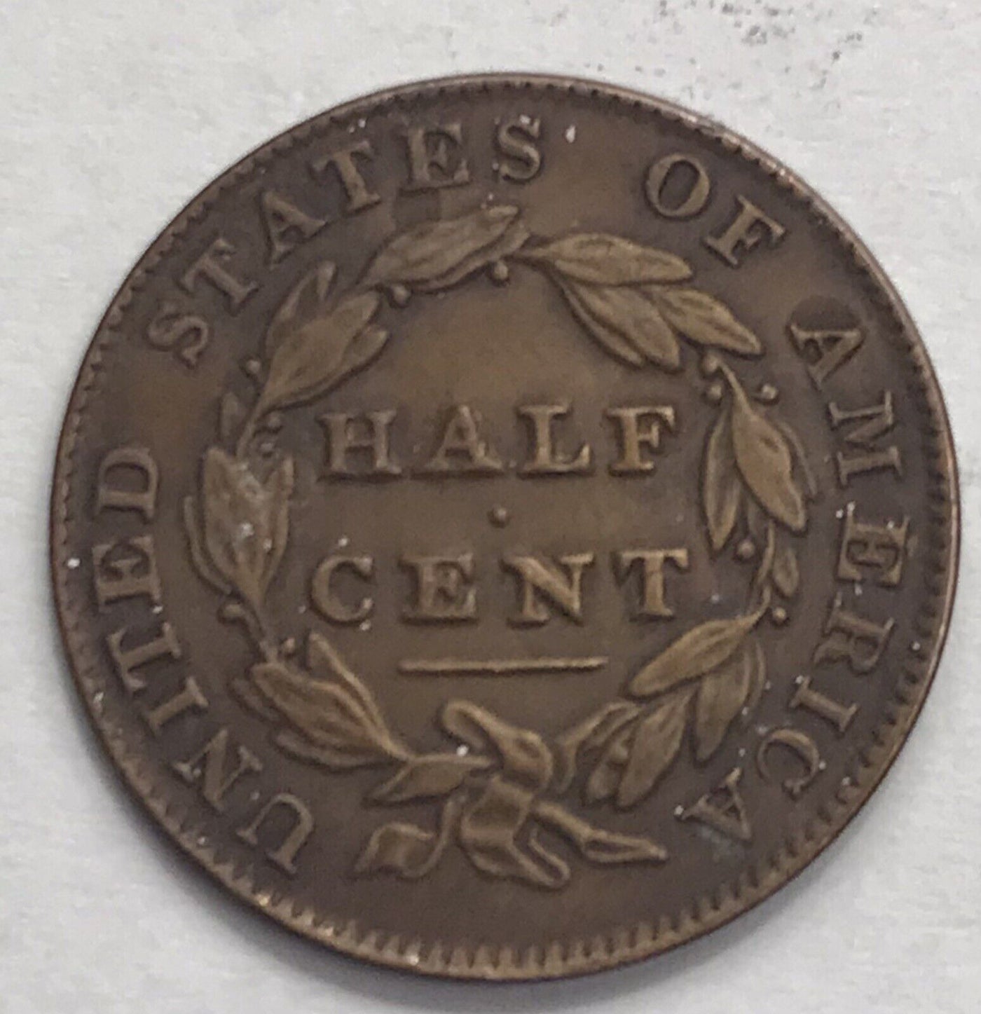Half cent Extra Fine 1826 classic head coin value flanked by stars