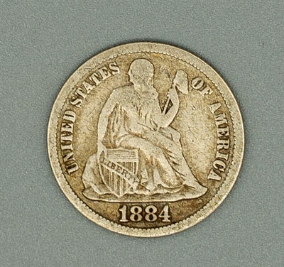 1884 Silver Seated Liberty fine dime full liberty on torso nice collectible pc
