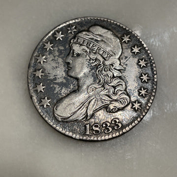 1833 xf+ silver bust half $ dirty obverse fantastic features collect now!