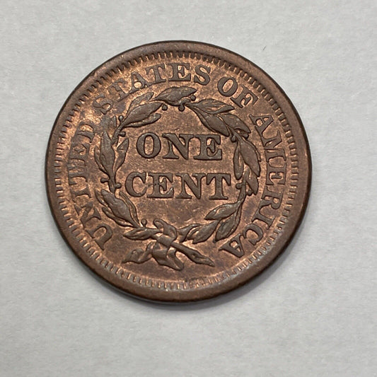 1856 Large Cent RB Almost Unc Gorgeous Braided Hair Upright 5