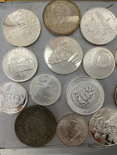 19 pcs 480 grams over 1.28 troy lb silver coins & medals 90-100% pure some rare