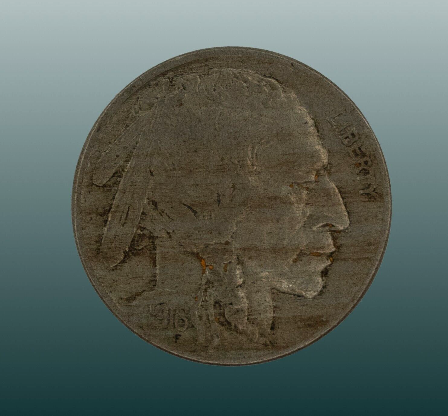 1916 Buffalo Nickel on Plain / Extra Fine Condition / Circulated