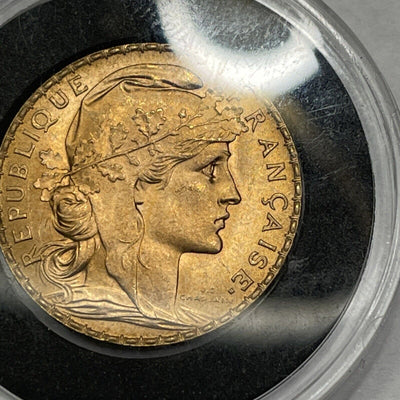 1910 20 Franc Rooster Gold 22kt Liberte Egalite Fraternite Super Kool