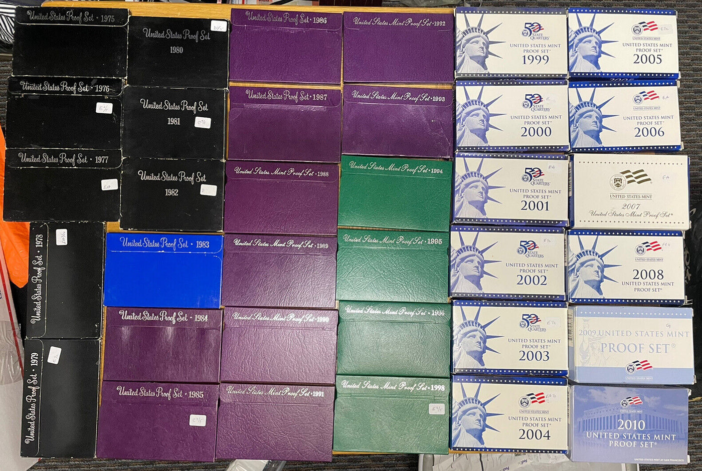 6 Decade Run proof sets 1960 to 2010 51+ sets orig pkg 350 coins incl silver wow