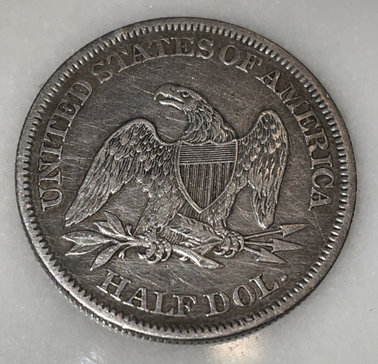 1861 seated silver half $ great features choice extra fine better date coin