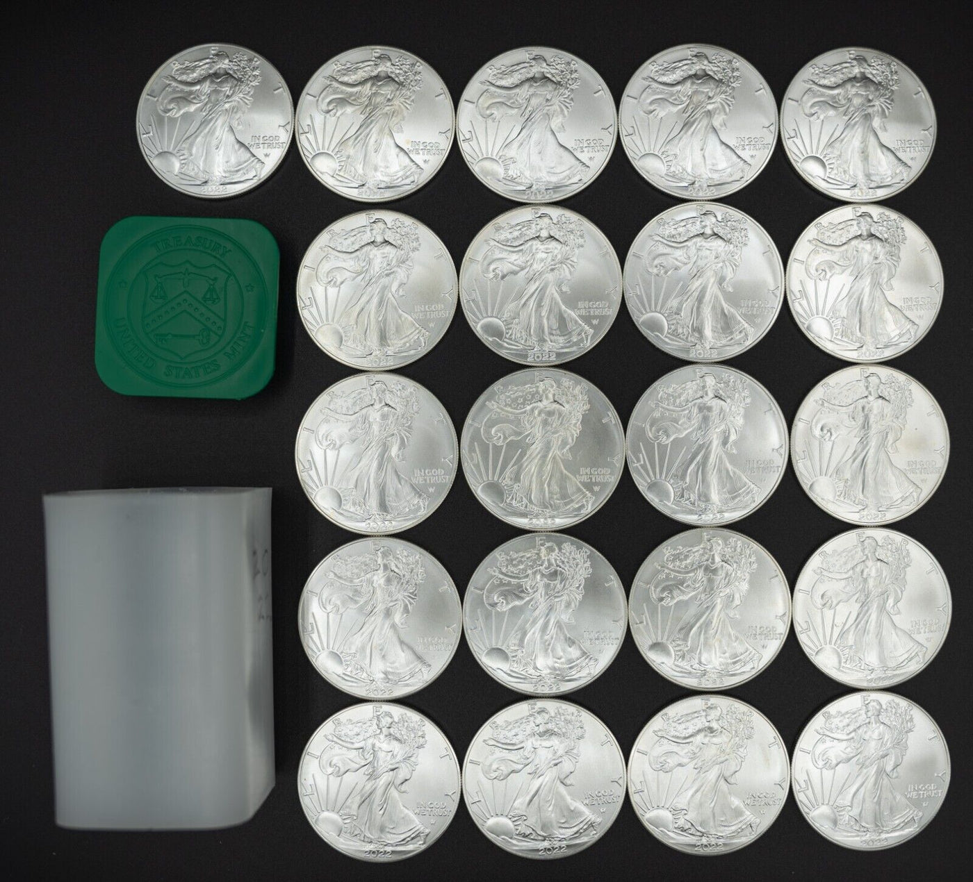 Roll of 2022 Fine American Eagle Silver Dollars - 20 pieces per roll