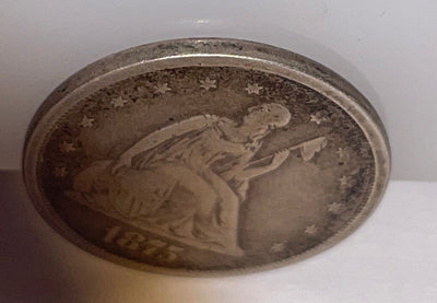 1875 s scarce fine 20c silver getting hard to find! collectible look rev feather