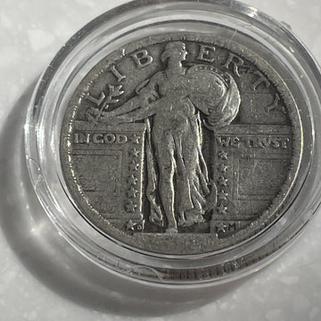 1918D STANDING LIBERTY SilverQuarter 25c Weak Date Lightly Visible to naked eye