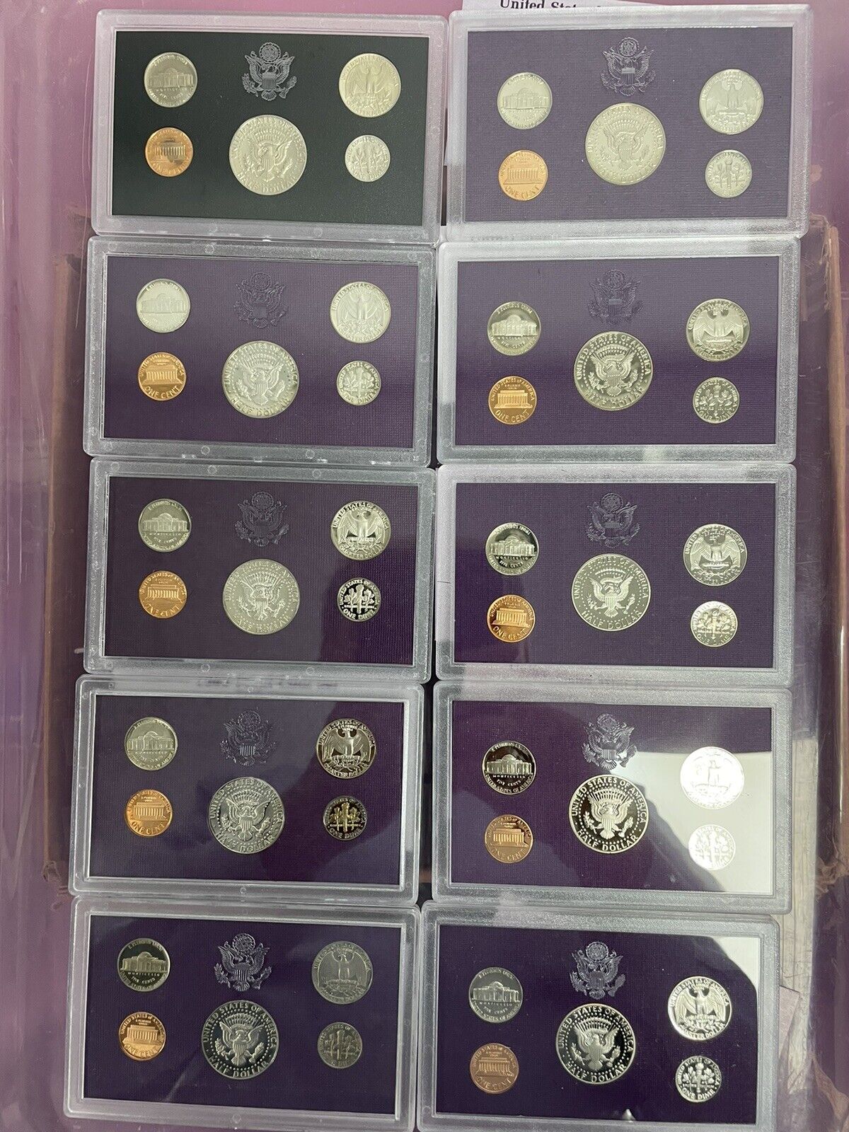 6 Decade Run proof sets 1960 to 2010 51+ sets orig pkg 350 coins incl silver wow