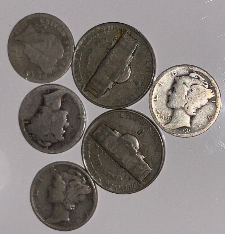 VRan-dime” silver coin lot Face Value 50 cents. all coins over 60 years old! #A8