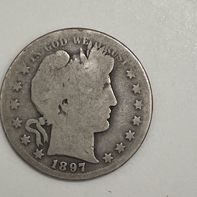 SC Scarce Date Genuine 1897 S silver Barber Half Descent Specimen Free S&H!