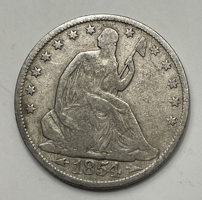 1854 Seated Liberty Half Dollar Arrows at date choice Fine great piece oldsilver