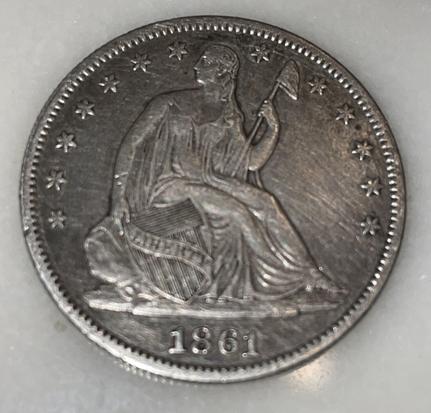 1861 seated silver half $ great features choice extra fine better date coin