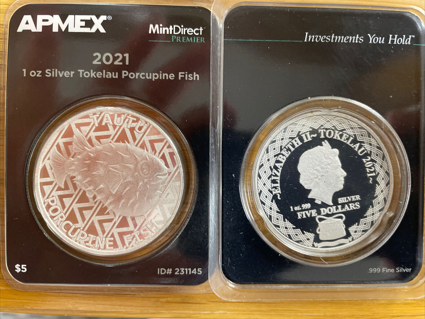 2021 Tokelau Porcupine Fish (Tautu) $5 1 oz Silver Coin Mint Direct Apmex Pkg