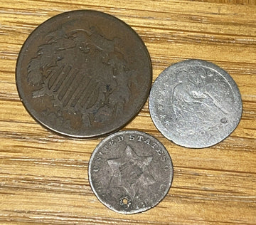 Do 3pcs Make Change for Dime? 1854o 1/2Dime, 1852 Silver 3c +1864 2c = 10c Boom!